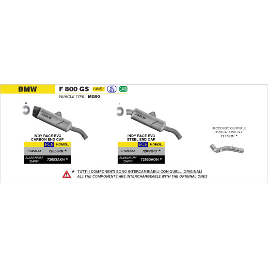 Silencieux Indy Race EVO ARROW - aluminium dark - embout carbone - homologué - BMW F 900 GS / GS ADVENTURE - F 800 GS 2024-2026
