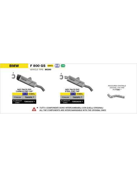 Silencieux Indy Race EVO ARROW - aluminium dark - embout carbone - homologué - BMW F 900 GS / GS ADVENTURE - F 800 GS 2024-2026