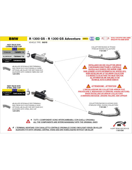 Silencieux Indy Race EVO ARROW - aluminium - embout carbone - homologué - BMW