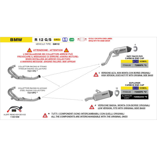 Silencieux Indy Race EVO ARROW - titane - embout carbone - homologué - BMW R 12 G/S 2025-2026
