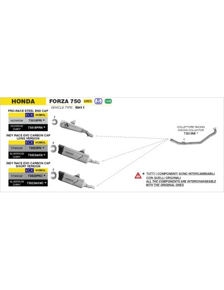 Silencieux Pro-Race ARROW - nichrome dark - homologué - HONDA FORZA 750 2021-2024