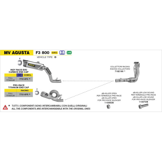 Silencieux Indy Race EVO ARROW - titane - embout carbone - homologué - MV AGUSTA F3 800 2022-2026