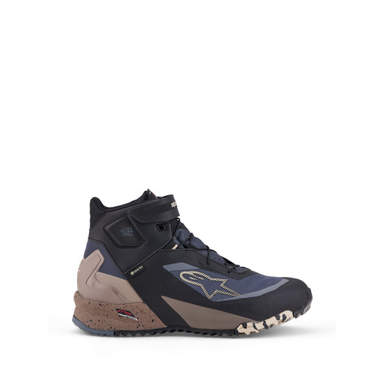 Baskets moto Alpinestars CR-X Gore-Tex - Noir Gris foncé Beige