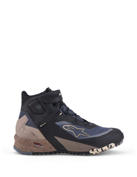 Baskets moto Alpinestars CR-X Gore-Tex - Noir Gris foncé Beige