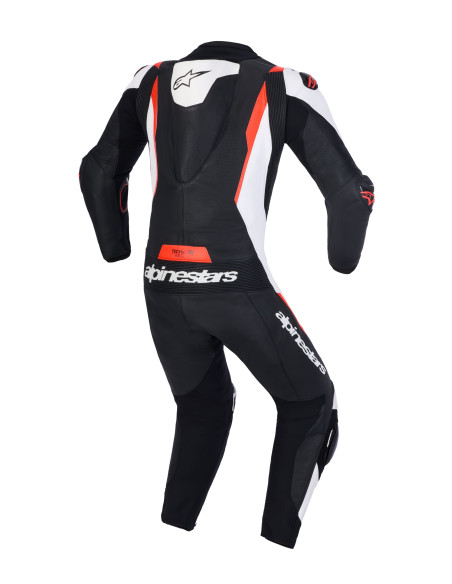Combinaison cuir moto Alpinestars Missile V3 1 pièce - Noir Blanc Rouge fluo