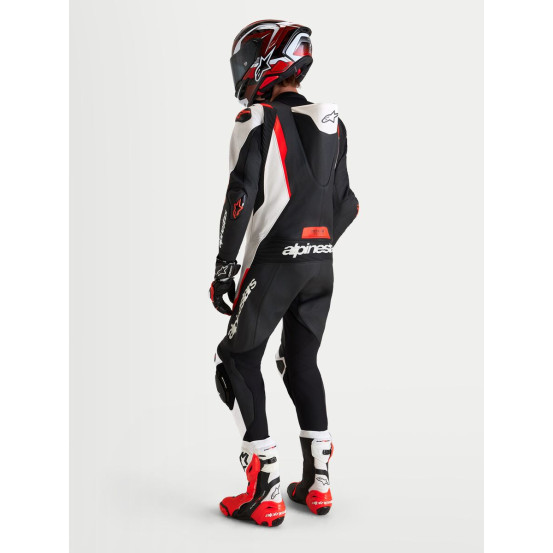 Combinaison cuir moto Alpinestars Missile V3 1 pièce - Noir Blanc Rouge fluo