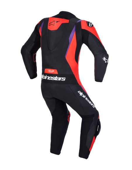 Combinaison cuir moto Alpinestars Missile V3 1 pièce - Noir Rouge fluo Violet