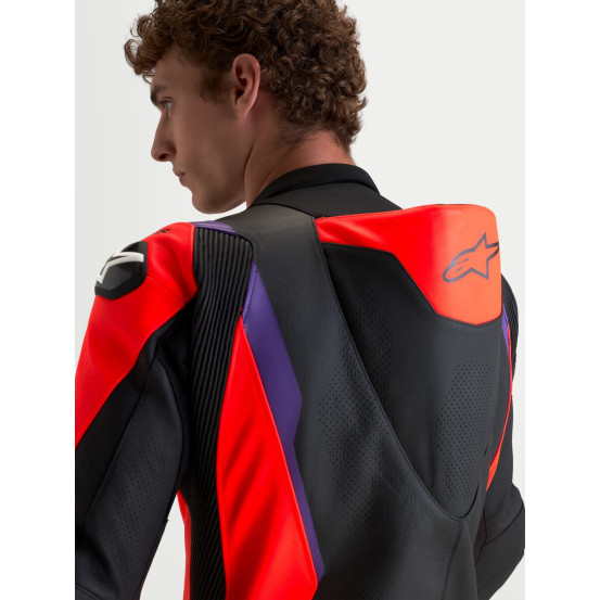 Combinaison cuir moto Alpinestars Missile V3 1 pièce - Noir Rouge fluo Violet