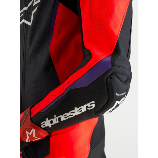 Combinaison cuir moto Alpinestars Missile V3 1 pièce - Noir Rouge fluo Violet