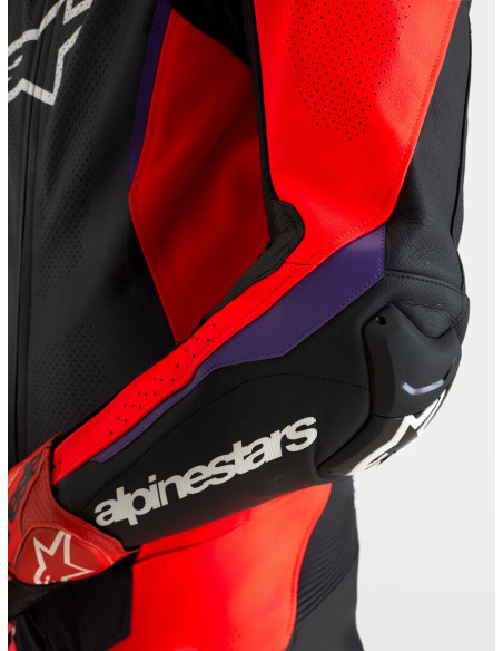Combinaison cuir moto Alpinestars Missile V3 1 pièce - Noir Rouge fluo Violet