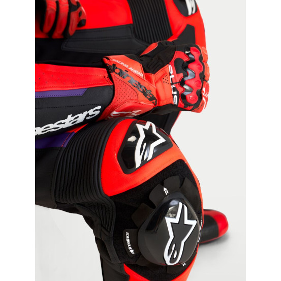 Combinaison cuir moto Alpinestars Missile V3 1 pièce - Noir Rouge fluo Violet