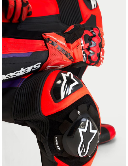 Combinaison cuir moto Alpinestars Missile V3 1 pièce - Noir Rouge fluo Violet