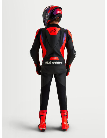 Combinaison cuir moto Alpinestars Missile V3 1 pièce - Noir Rouge fluo Violet