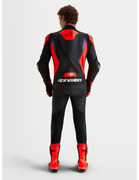 Combinaison cuir moto Alpinestars Missile V3 1 pièce - Noir Rouge fluo Violet