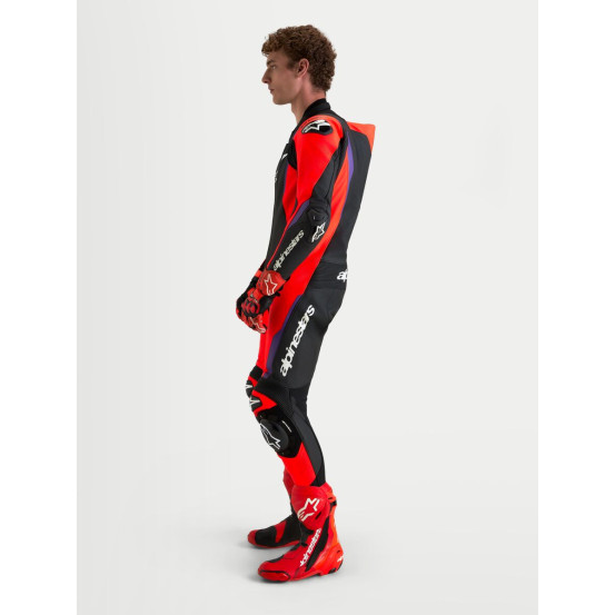 Combinaison cuir moto Alpinestars Missile V3 1 pièce - Noir Rouge fluo Violet