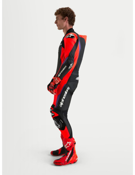 Combinaison cuir moto Alpinestars Missile V3 1 pièce - Noir Rouge fluo Violet