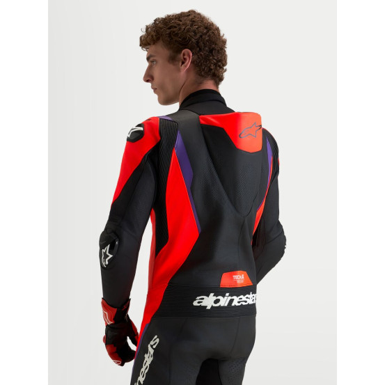 Combinaison cuir moto Alpinestars Missile V3 1 pièce - Noir Rouge fluo Violet