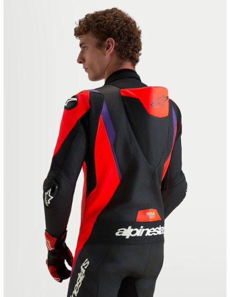 Combinaison cuir moto Alpinestars Missile V3 1 pièce - Noir Rouge fluo Violet
