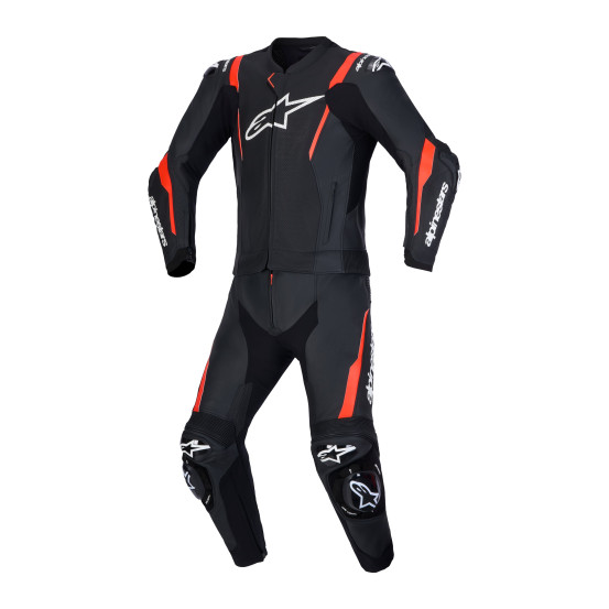 Combinaison cuir moto Alpinestars Missile V3 2 pièces - Noir Rouge fluo