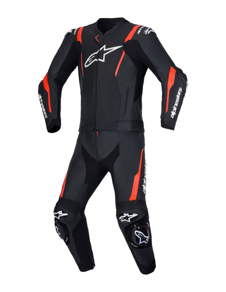 Combinaison cuir moto Alpinestars Missile V3 2 pièces - Noir Rouge fluo