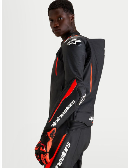 Combinaison cuir moto Alpinestars Missile V3 2 pièces - Noir Rouge fluo