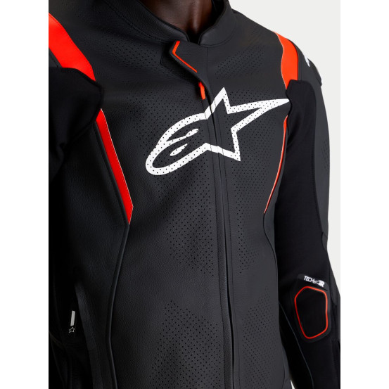 Combinaison cuir moto Alpinestars Missile V3 2 pièces - Noir Rouge fluo