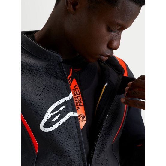 Combinaison cuir moto Alpinestars Missile V3 2 pièces - Noir Rouge fluo
