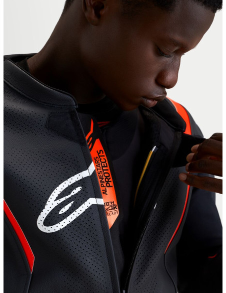 Combinaison cuir moto Alpinestars Missile V3 2 pièces - Noir Rouge fluo