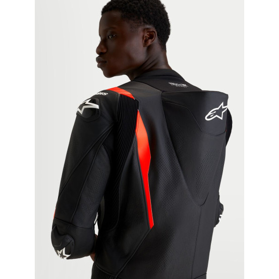 Combinaison cuir moto Alpinestars Missile V3 2 pièces - Noir Rouge fluo