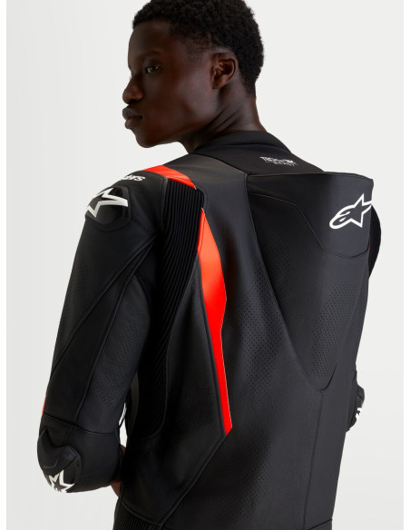 Combinaison cuir moto Alpinestars Missile V3 2 pièces - Noir Rouge fluo