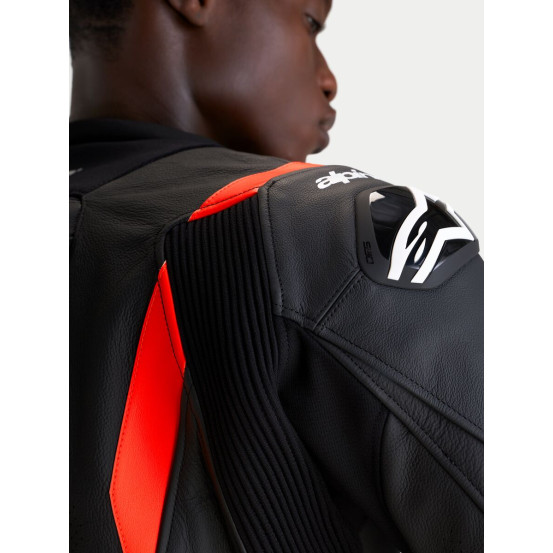 Combinaison cuir moto Alpinestars Missile V3 2 pièces - Noir Rouge fluo