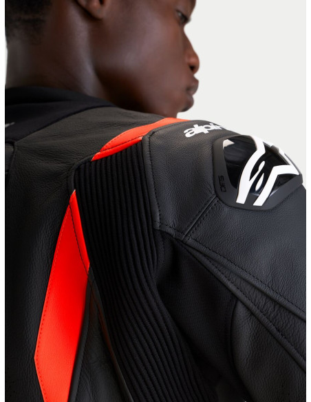 Combinaison cuir moto Alpinestars Missile V3 2 pièces - Noir Rouge fluo