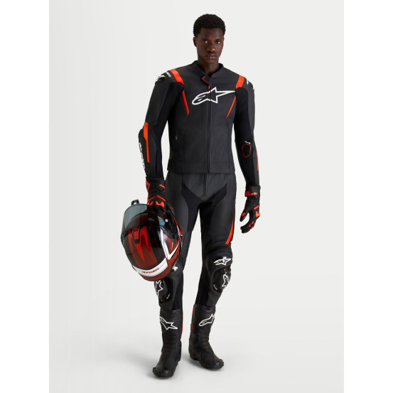 Combinaison cuir moto Alpinestars Missile V3 2 pièces - Noir Rouge fluo