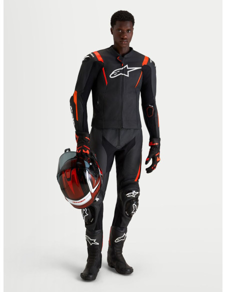 Combinaison cuir moto Alpinestars Missile V3 2 pièces - Noir Rouge fluo