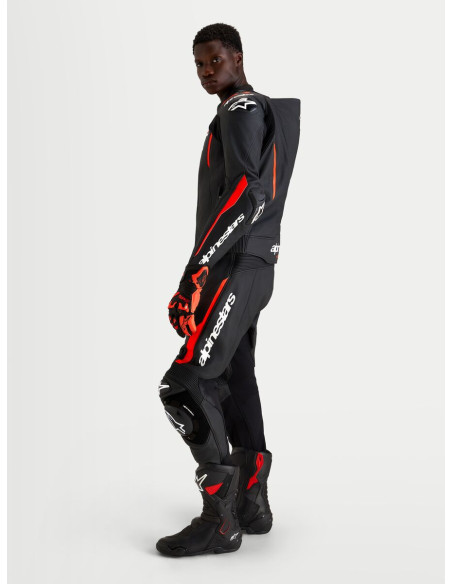 Combinaison cuir moto Alpinestars Missile V3 2 pièces - Noir Rouge fluo