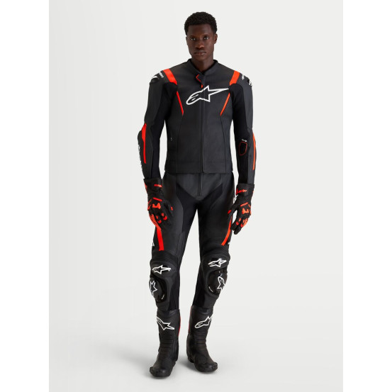 Combinaison cuir moto Alpinestars Missile V3 2 pièces - Noir Rouge fluo