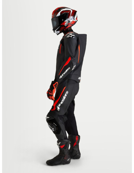 Combinaison cuir moto Alpinestars Missile V3 2 pièces - Noir Rouge fluo