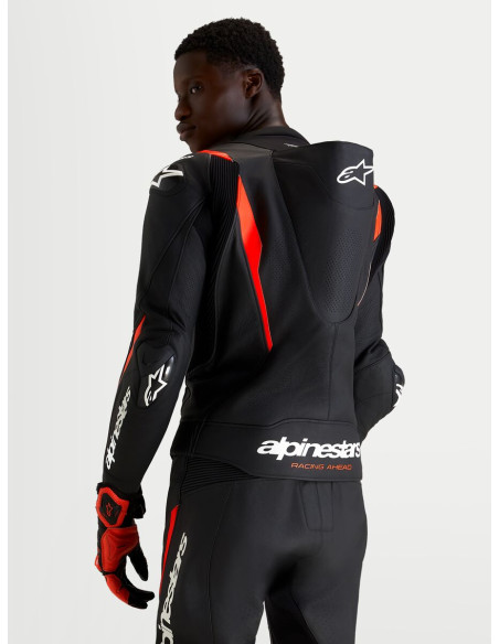 Combinaison cuir moto Alpinestars Missile V3 2 pièces - Noir Rouge fluo