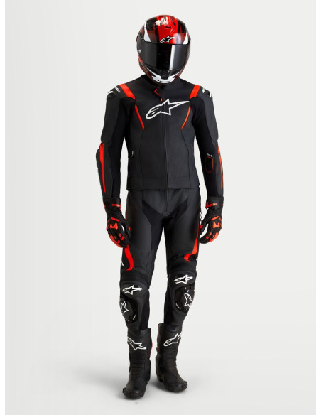 Combinaison cuir moto Alpinestars Missile V3 2 pièces - Noir Rouge fluo