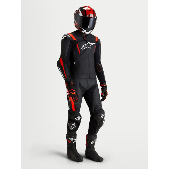 Combinaison cuir moto Alpinestars Missile V3 2 pièces - Noir Rouge fluo