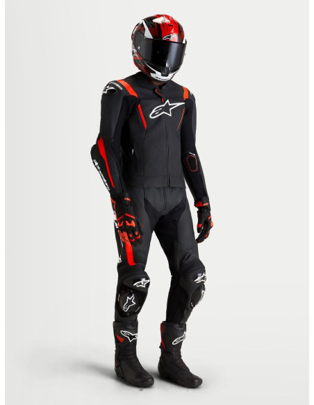 Combinaison cuir moto Alpinestars Missile V3 2 pièces - Noir Rouge fluo