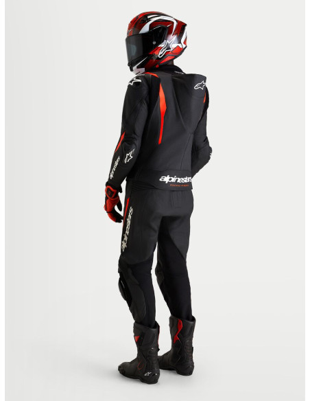 Combinaison cuir moto Alpinestars Missile V3 2 pièces - Noir Rouge fluo