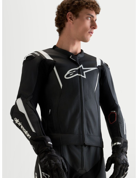 Combinaison cuir moto Alpinestars Missile V3 2 pièces - Noir Blanc