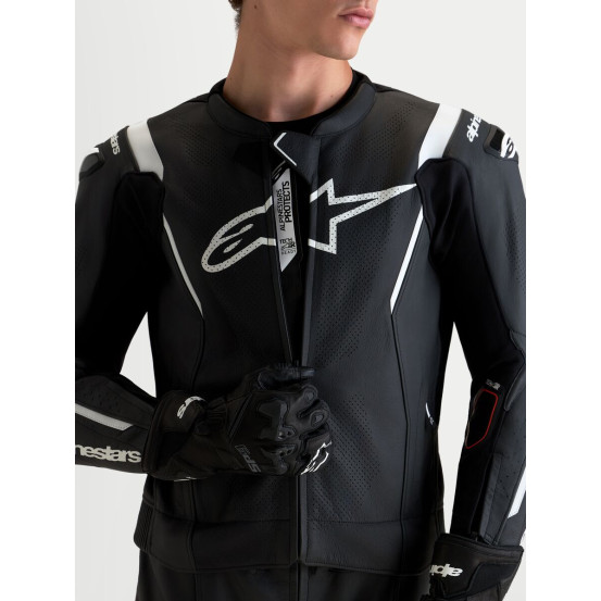 Combinaison cuir moto Alpinestars Missile V3 2 pièces - Noir Blanc