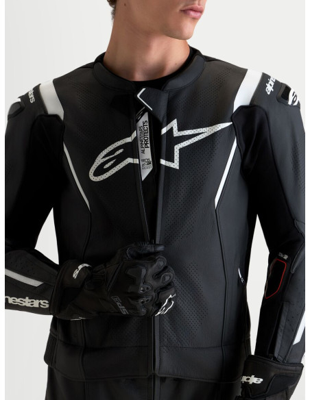Combinaison cuir moto Alpinestars Missile V3 2 pièces - Noir Blanc