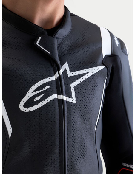 Combinaison cuir moto Alpinestars Missile V3 2 pièces - Noir Blanc