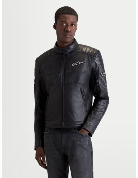 Blouson moto cuir Alpinestars Revern - Noir