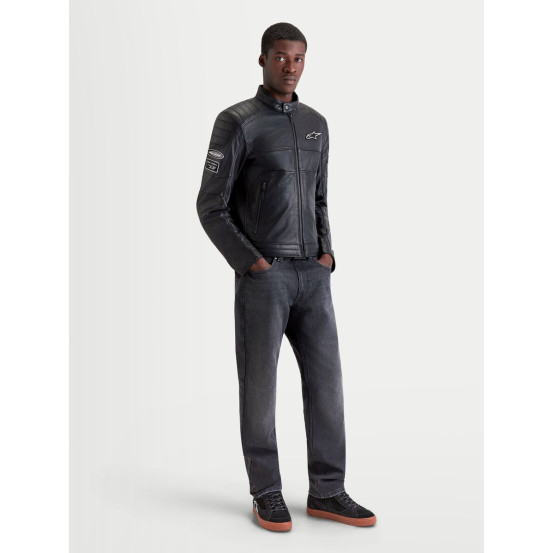 Blouson moto cuir Alpinestars Revern - Noir