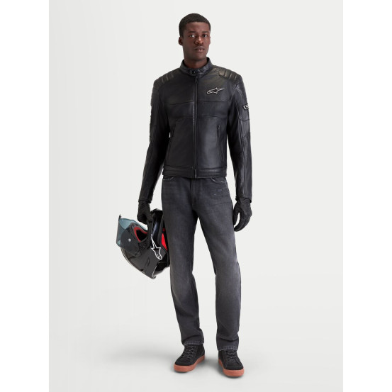 Blouson moto cuir Alpinestars Revern - Noir