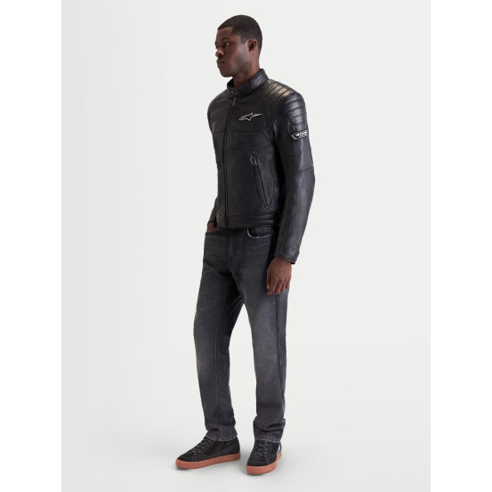 Blouson moto cuir Alpinestars Revern - Noir